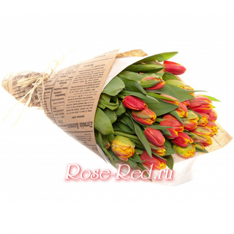 Букет 25 пионовидных тюльпанов