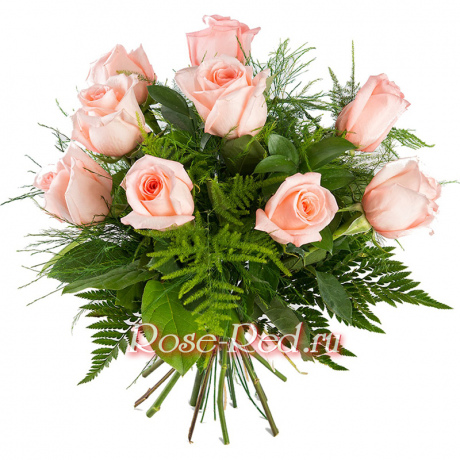 Пленительное счастье. Розовые розы с зеленью